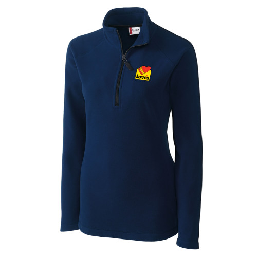 C&B Womens Navy Clique Summit Performance Fleece Half Zip - Loves Badge