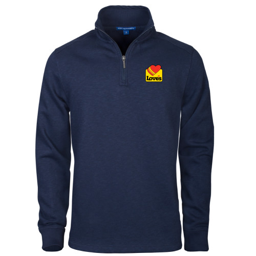  Navy Slub Fleece 1/4 Zip Pullover - Loves Badge