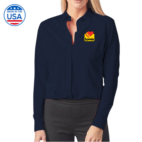 Womens Navy Elitech Prestige Knit Long Sleeve Shirt - Loves Badge