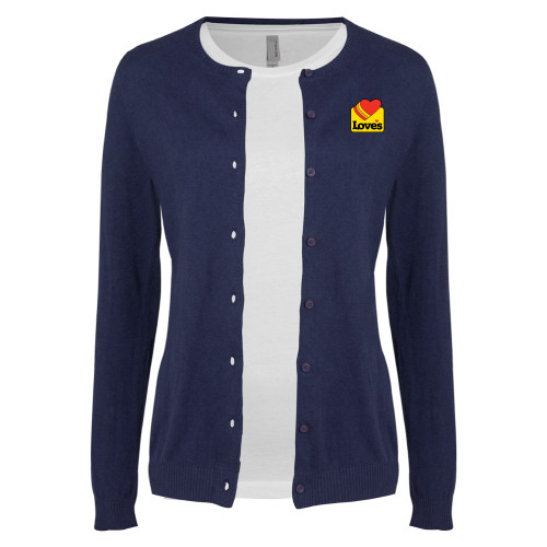  Womens Navy Cardigan Sweater - Loves Badge
