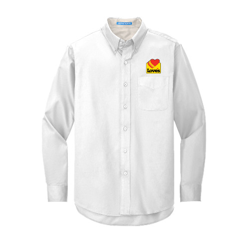  White Twill Button Down Long Sleeve - Loves Badge