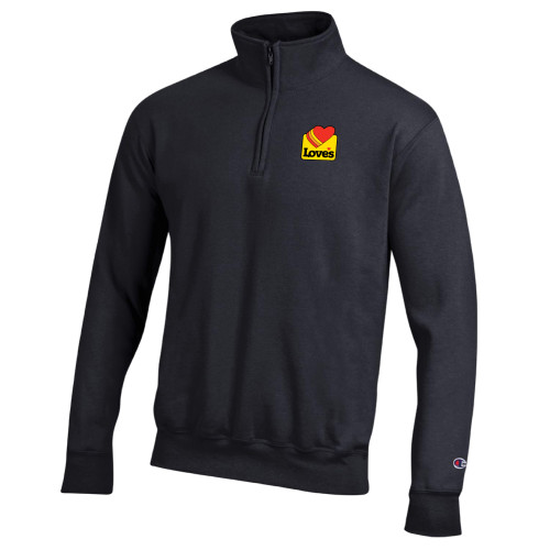  Champion Black Fleece 1/4 Zip - Loves Badge