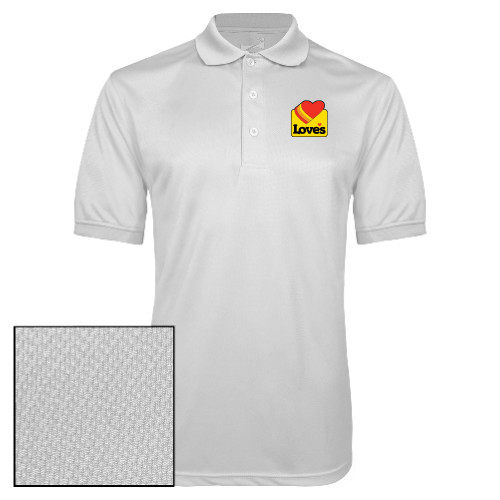  White Dry Mesh Polo - Loves Badge
