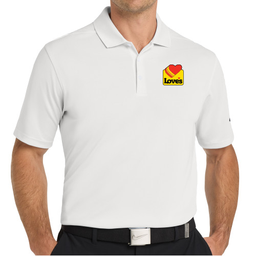  Nike White Dri Fit Micro Pique 2.0 Polo - Loves Badge