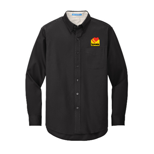  Black Twill Button Down Long Sleeve - Loves Badge
