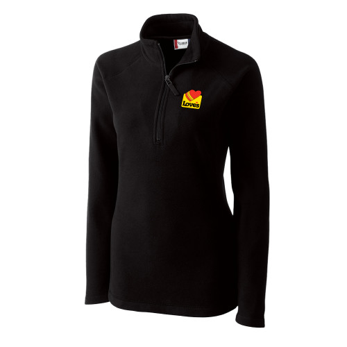  C&B Womens Black Clique Summit Performance Fleece Half Zip - Loves Badge
