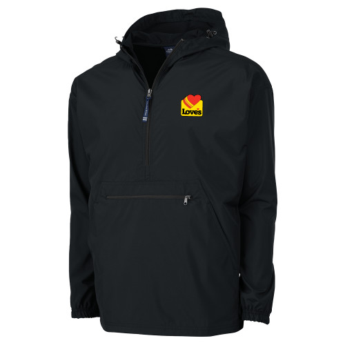  Charles River Black Pack N Go Pullover Rain Jacket - Loves Badge