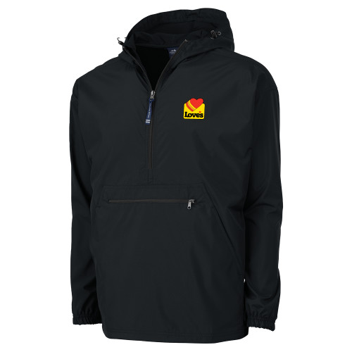  Charles River Womens Black Pack N Go Pullover Jacket - Loves Badge