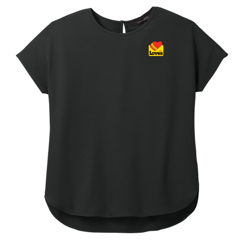  Mercer + Mettle Womens Black Stretch Crepe Crew - Loves Badge