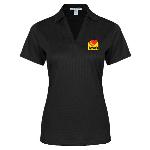  Womens Black Performance Fine Jacquard Polo - Loves Badge