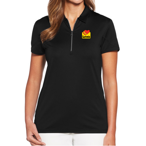  Callaway Womens Black Tulip Sleeve Zip Polo - Loves Badge