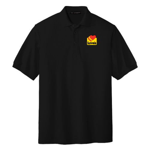  Black Silk Touch Polo - Loves Badge