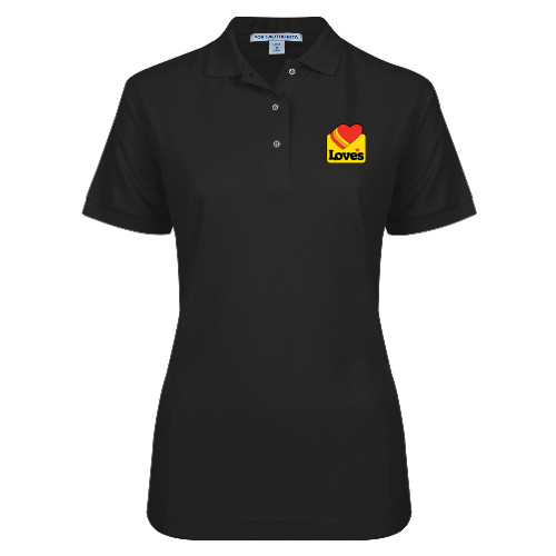  Womens Silk Touch Black Pique Polo - Loves Badge
