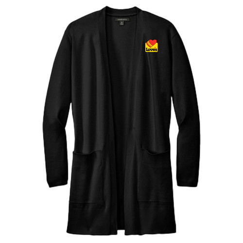 Mercer + Mettle Womens Black Open Front Cardigan Sweater - Loves Badge