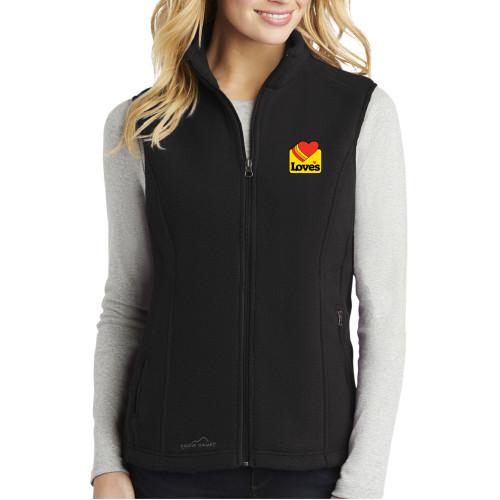 Eddie Bauer Womens Black Fleece Vest - Loves Badge