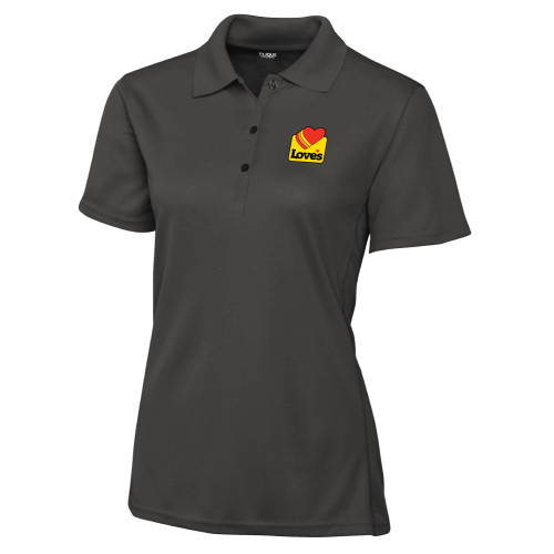  C&B Womens Dark Grey Clique Ice Pique Polo - Loves Badge
