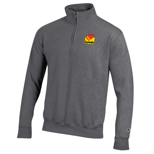  Champion Granite Heather Fleece 1/4 Zip - Loves Badge