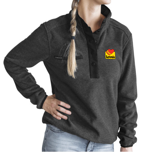  DRI DUCK Womens Charcoal Aspen Fleece Pullover - Loves Badge