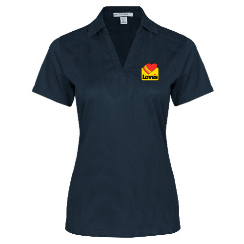  Womens Navy Performance Fine Jacquard Polo - Loves Badge