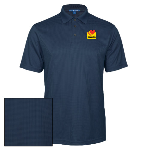  Navy Performance Fine Jacquard Polo - Loves Badge