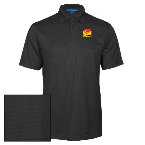  Charcoal Performance Fine Jacquard Polo - Loves Badge