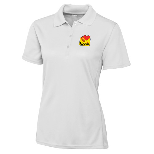  C&B Womens White Clique Ice Pique Polo - Loves Badge