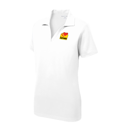  Womens White Dry Mesh Polo - Loves Badge