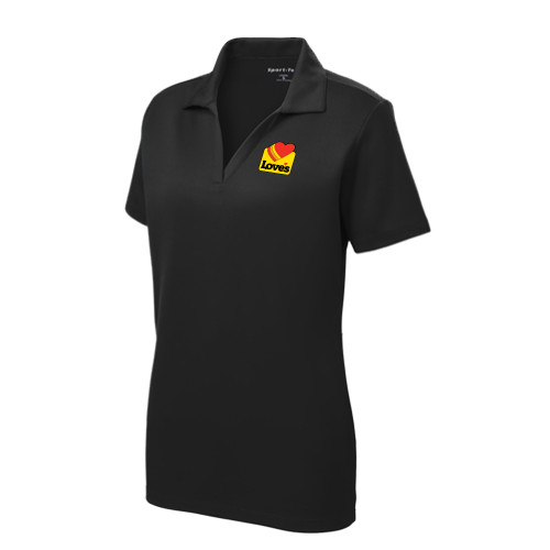  Womens Black Dry Mesh Polo - Loves Badge
