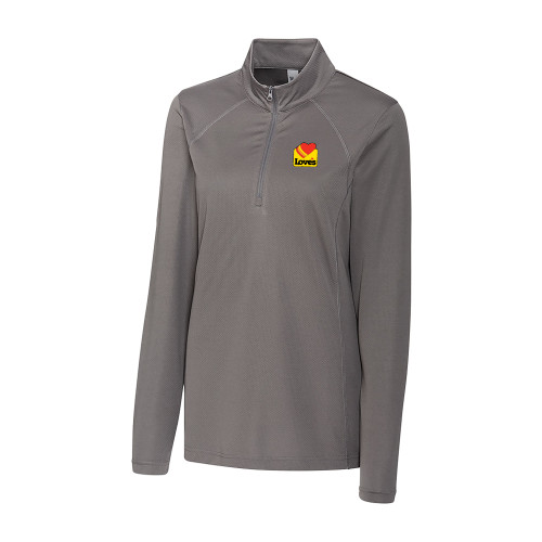  C&B Womens Titan Grey Clique Ice Pique Half Zip - Loves Badge