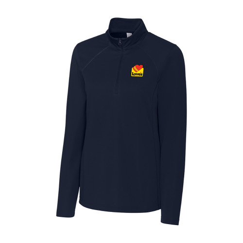  C&B Womens Dark Navy Clique Ice Pique Half Zip - Loves Badge