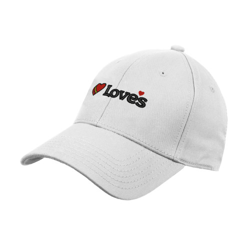  White Structured Adjustable Pro Style Hat - Loves Travel Stops & Country Stores Loves Primary Mark Flat