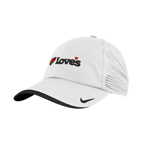  Nike White Dri Fit Perforated Hat - Loves Travel Stops & Country Stores Loves Primary Mark Flat