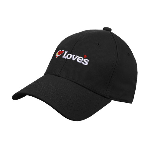  Black Structured Adjustable Pro Style Hat - Loves Travel Stops & Country Stores Loves Primary Mark Flat