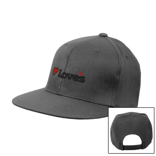  Charcoal Flat Bill Snapback Hat - Loves Travel Stops & Country Stores Loves Primary Mark Flat