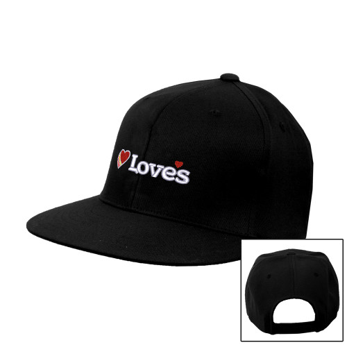  Black Flat Bill Snapback Hat - Loves Travel Stops & Country Stores Loves Primary Mark Flat