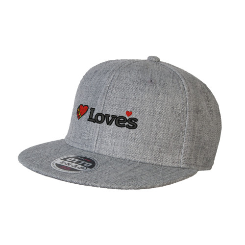  Heather Grey Wool Blend Flat Bill Snapback Hat - Loves Travel Stops & Country Stores Loves Primary Mark Flat