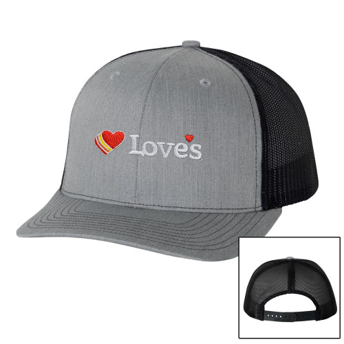  Richardson Heather Grey/Black Trucker Hat - Loves Travel Stops & Country Stores Loves Primary Mark Flat