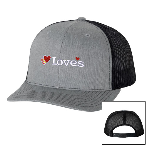  Richardson Heather Grey/Black Trucker Hat - Loves Travel Stops & Country Stores Loves Primary Mark Flat