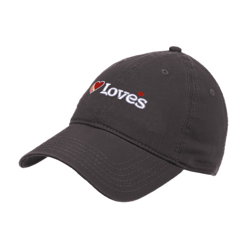 Charcoal Unstructured Adjustable Low Profile Hat - Loves Travel Stops & Country Stores Loves Primary Mark Flat