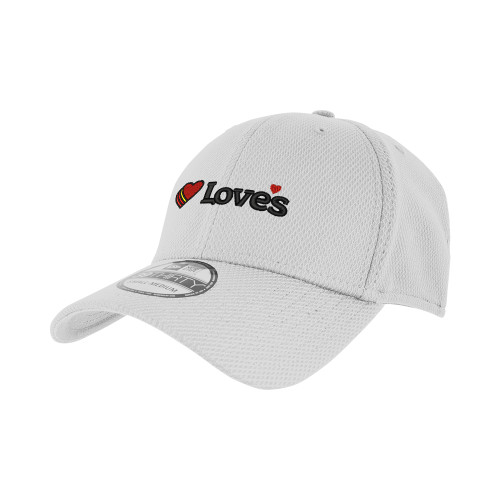 New Era White Diamond Era 39Thirty Stretch Fit Hat - Loves Travel Stops & Country Stores Loves Primary Mark Flat