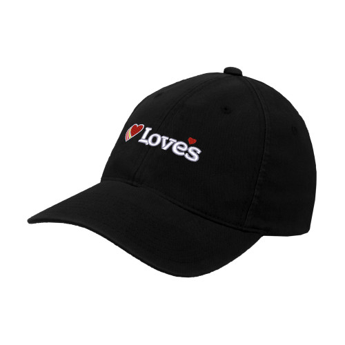  Black Flexfit Structured Low Profile Hat - Loves Travel Stops & Country Stores Loves Primary Mark Flat