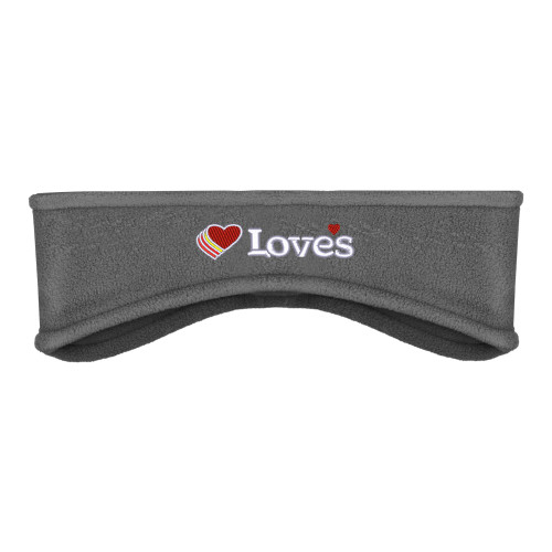  Charcoal Stretch Fleece Headband - Loves Travel Stops & Country Stores Loves Primary Mark Flat