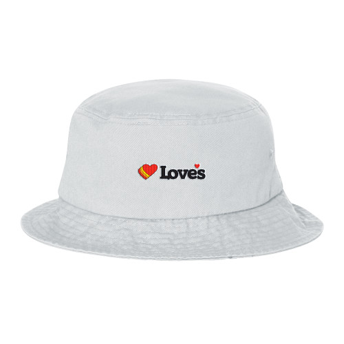  Sportsman White Bucket Hat - Loves Travel Stops & Country Stores Loves Primary Mark Flat