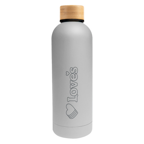  Blair White Stainless Steel Bottle w/ Bamboo Lid 17 oz - Loves Travel Stops & Country Stores Loves Primary Mark Flat Engraved