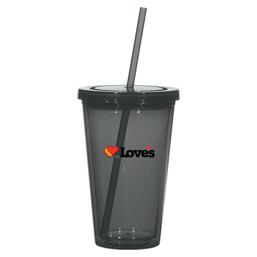  Madison Double Wall Charcoal Tumbler w/Straw 16oz - Loves Travel Stops & Country Stores Loves Primary Mark Flat