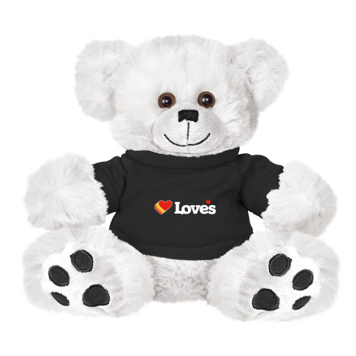  Plush Big Paw 8 1/2 inch White Bear w/Black Shirt - Loves Travel Stops & Country Stores Loves Primary Mark Flat