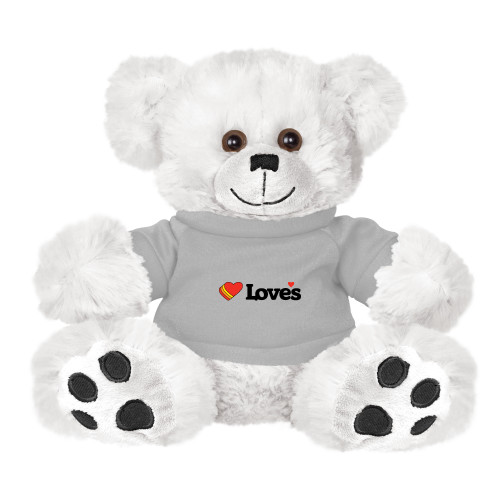  Plush Big Paw 8 1/2 inch White Bear w/Grey Shirt - Loves Travel Stops & Country Stores Loves Primary Mark Flat