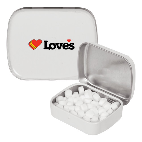  White Rectangular Peppermint Tin - Loves Travel Stops & Country Stores Loves Primary Mark Flat