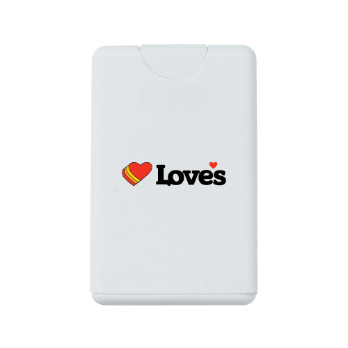  White .66 oz Card Shape Hand Sanitizer - Loves Travel Stops & Country Stores Loves Primary Mark Flat