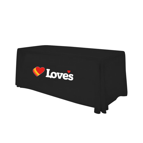  Black 6 foot Table Throw - Loves Travel Stops & Country Stores Loves Primary Mark Flat